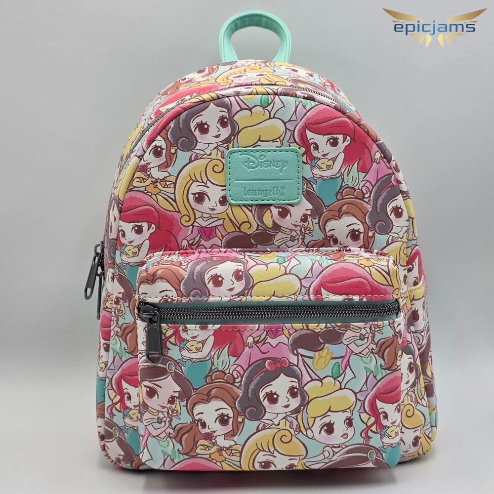 Loungefly Disney Chibi Princess Ariel Jasmine Belle Snow White Mini Backpack New